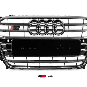 Передня решітка S-style (2012-2015, чорна з хромом) для Audi A4 B8 2007–2015