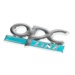 Металевий шильдик на багажник OPC Line (Хром+блакитний) для Opel
