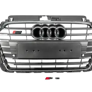 Передня решітка S-style (2016-2020, сіра з хромом) для Audi A3 2012–2020