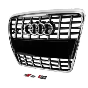 Передня решітка S-style (чорна з хромом) для Audi A6 C6 2004–2011