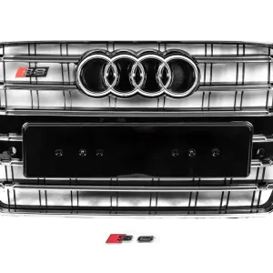 Передня чорна решітка з хром рамкою S-Style (2014-2018) для Audi A6 C7 2011–2018