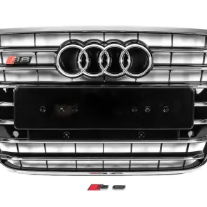 Передня чорна решітка з хром рамкою S-style (2011-2014) для Audi A6 C7 2011–2018