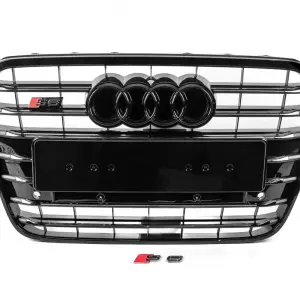 Передня чорна решітка з чорною рамкою S-style (2011-2014) для Audi A6 C7 2011–2018