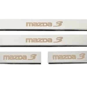 Накладки на пороги (4 шт, Глянець, нерж) для Mazda 3 2013–2019