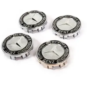 Ковпачки на диски 71/75 мм без кільця (4 шт, чорні V2) для Mercedes-Benz