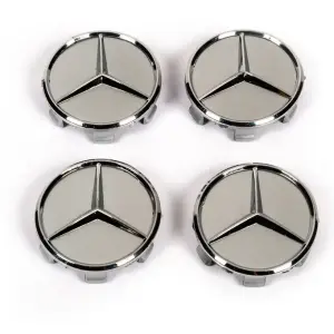 Ковпачки на диски 75/71 мм без кільця (4 шт, сірі) для Mercedes-Benz