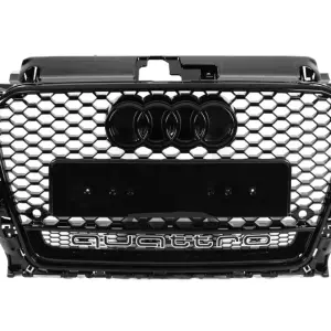 Передня решітка RS-style з написом Quattro (2012-2016, чорна) для Audi A3 2012–2020