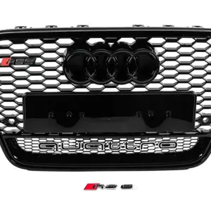 Передня чорна решітка RS-style з написом Quattro (2011-2014) для Audi A6 C7 2011–2018