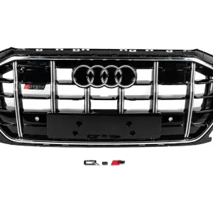 Передня решітка SQ-Style (2018-2023, чорна з хромом) для Audi Q8 2018–