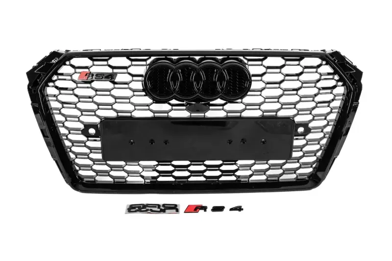 Передня решітка RS-style з написом Quattro (2015-2019, чорна) для Audi A4 B9 2015–2024
