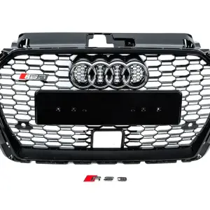 Передня решітка RS-style (2016-2020, чорно-сіра) для Audi A3 2012–2020