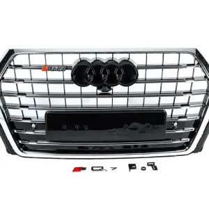 Передня решітка SQ7-Style (2015-2019, чорна з хромом) для Audi Q7 2015–2026