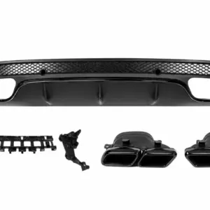 Задній дифузор з насадками Black (дизайн C63 2014-2018) для Mercedes-Benz C-class W205 2014–2021
