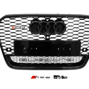 Передня чорна решітка RS-style з написом Quattro (2011-2014, під камеру) для Audi A6 C7 2011–2018