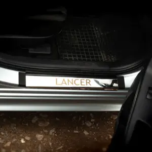 Накладки на пороги (Carmos, 4 шт, нерж) для Mitsubishi Lancer X 2008–